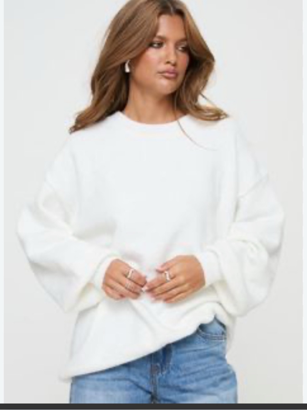 aerie Oversized Crewneck Sweater in White HOT!!🥵 waffle texture
